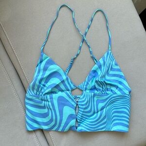Zara Blue/Green psychodelic Crop Top Size Medium- Runs Small Barely used